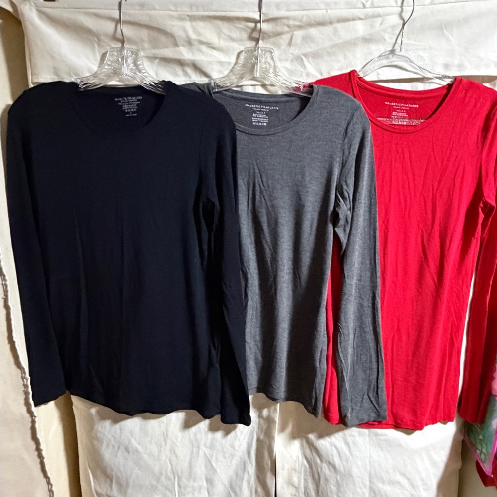 Women's Long Sleeve Tops - Black, Gray, and Red